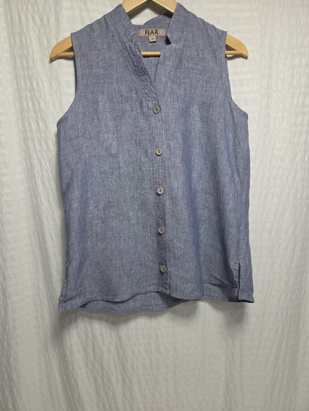 Flax  Linen Sleeveless Button Up Top. Size  P(4-6)